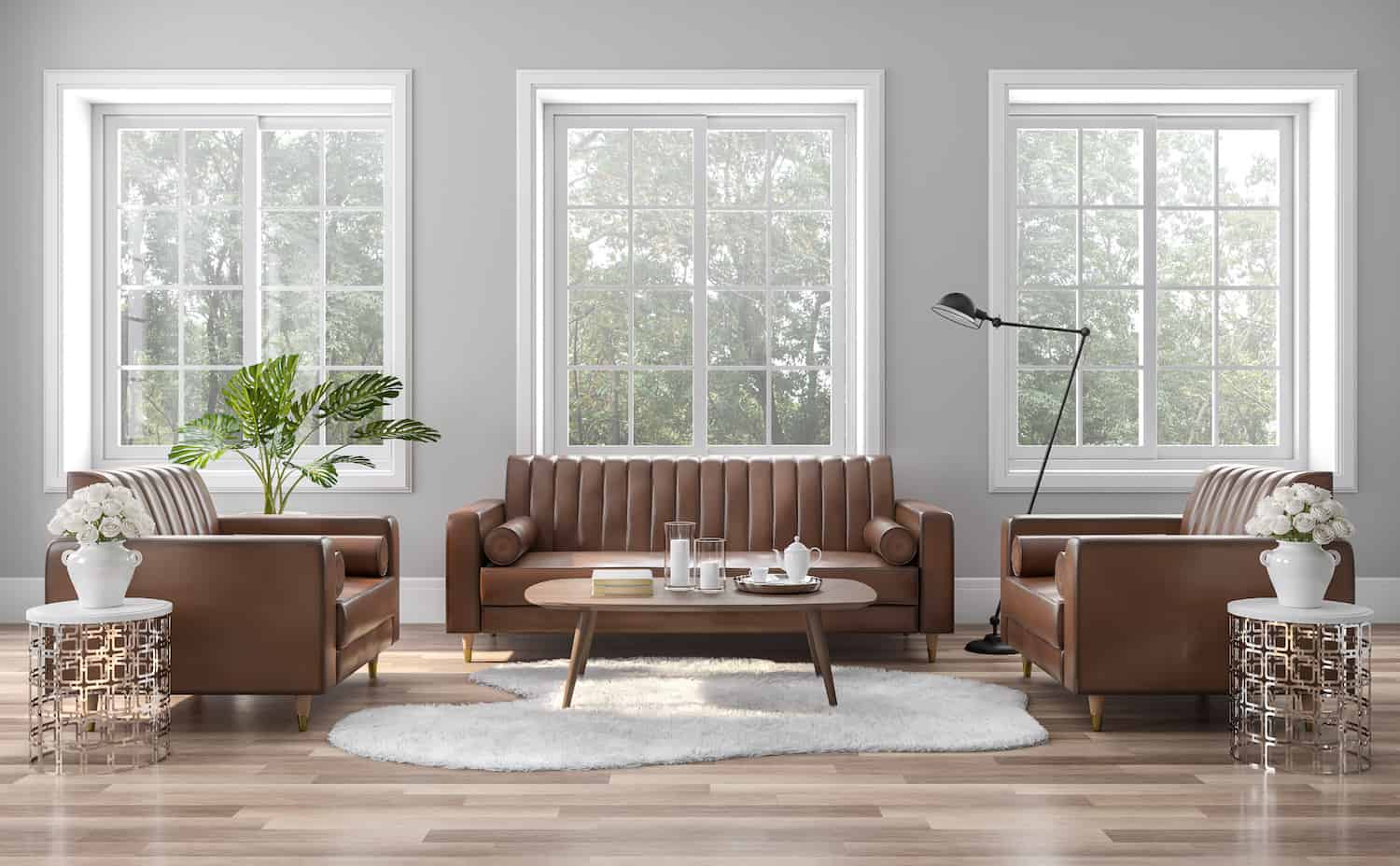 living room with energy-efficient windows