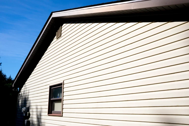 close up of neutral beige vinyl siding colors