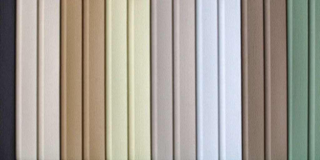 various vinyl siding colors lined up next to each other