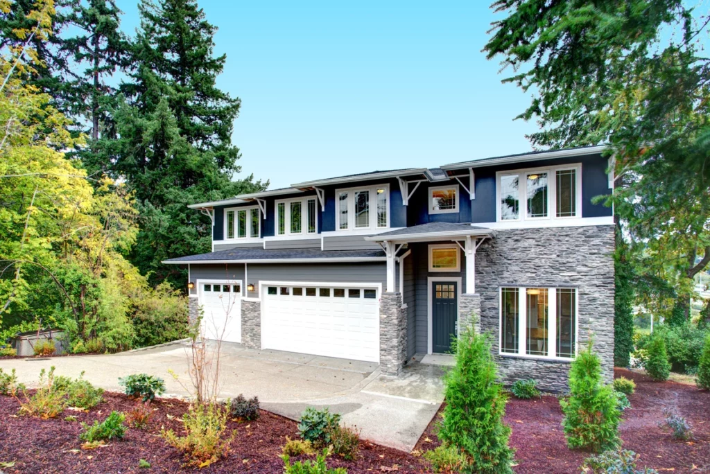 stone veneer pressed siding on residential home