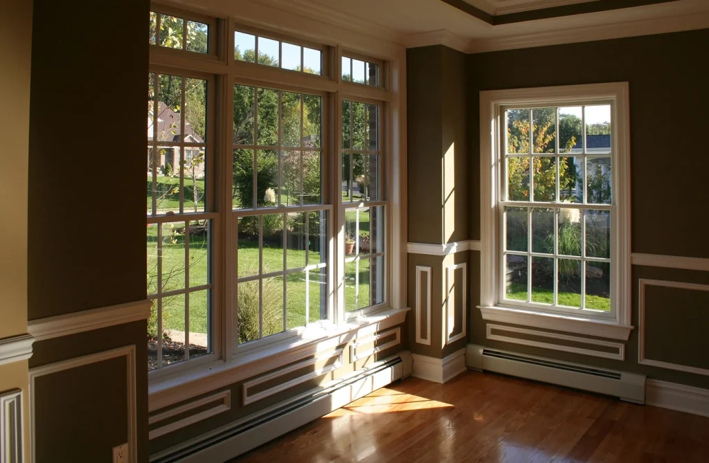 home interior with large replacement windows