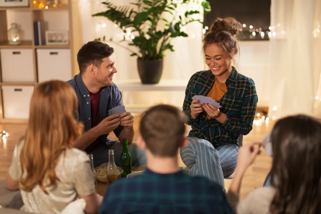 Loud and boisterous game night hosted at home
