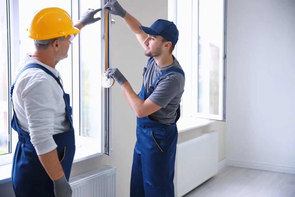 two-workers-insulating-window