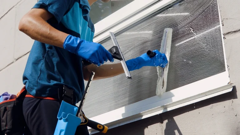 professional cleaning outside of the window