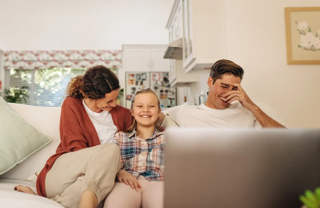 maryland family relax and play in home living room