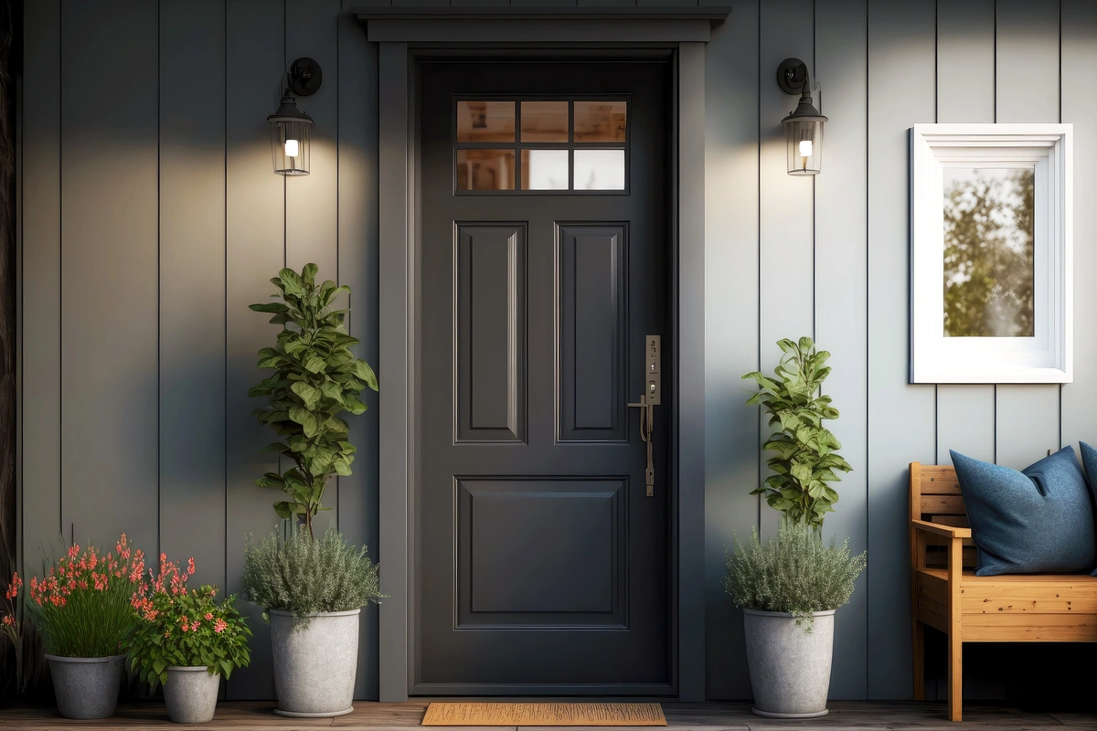 close up view of a residential entry door