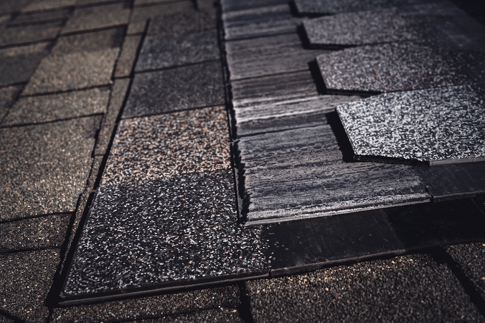 composite shingles-close up of an assortment of composite shingles