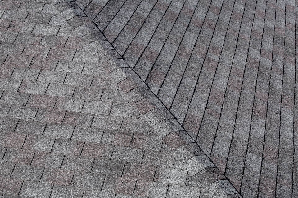 composite shingles-close up of asphalt shingles on a roof