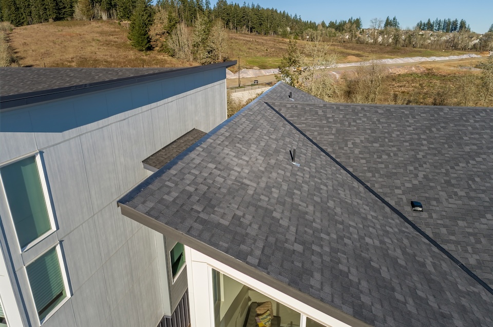 composite shingles-close up of composite shingles on a roof