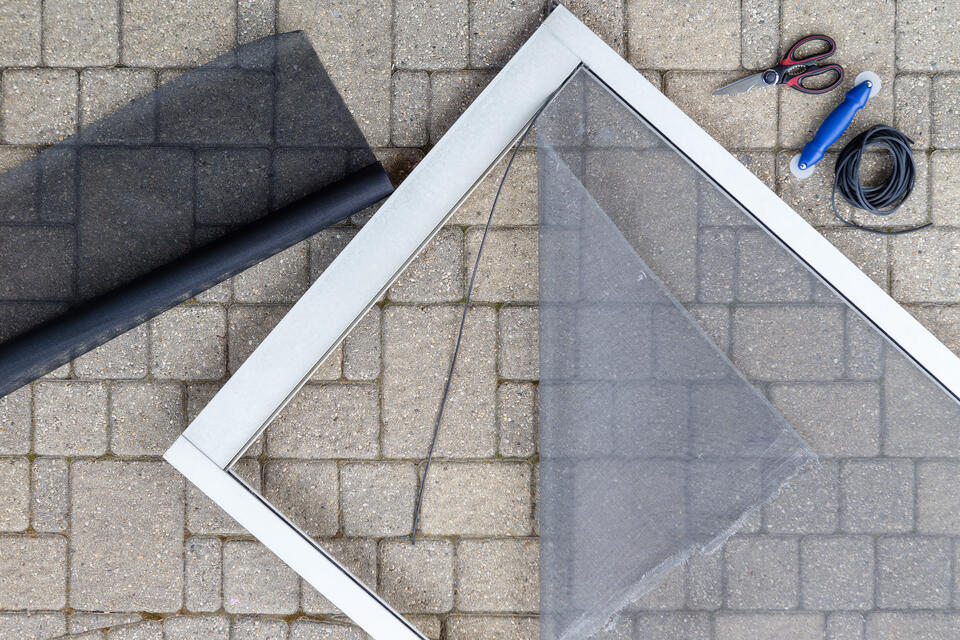 how to install a storm door-overhead view of storm screen door materials for installation
