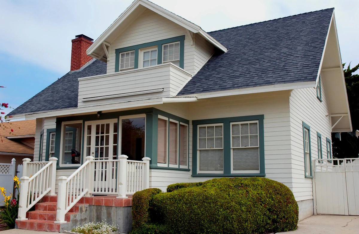 close up to house with repaired roof