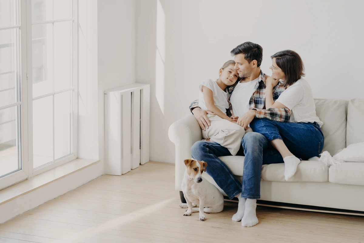 happy family at their living room