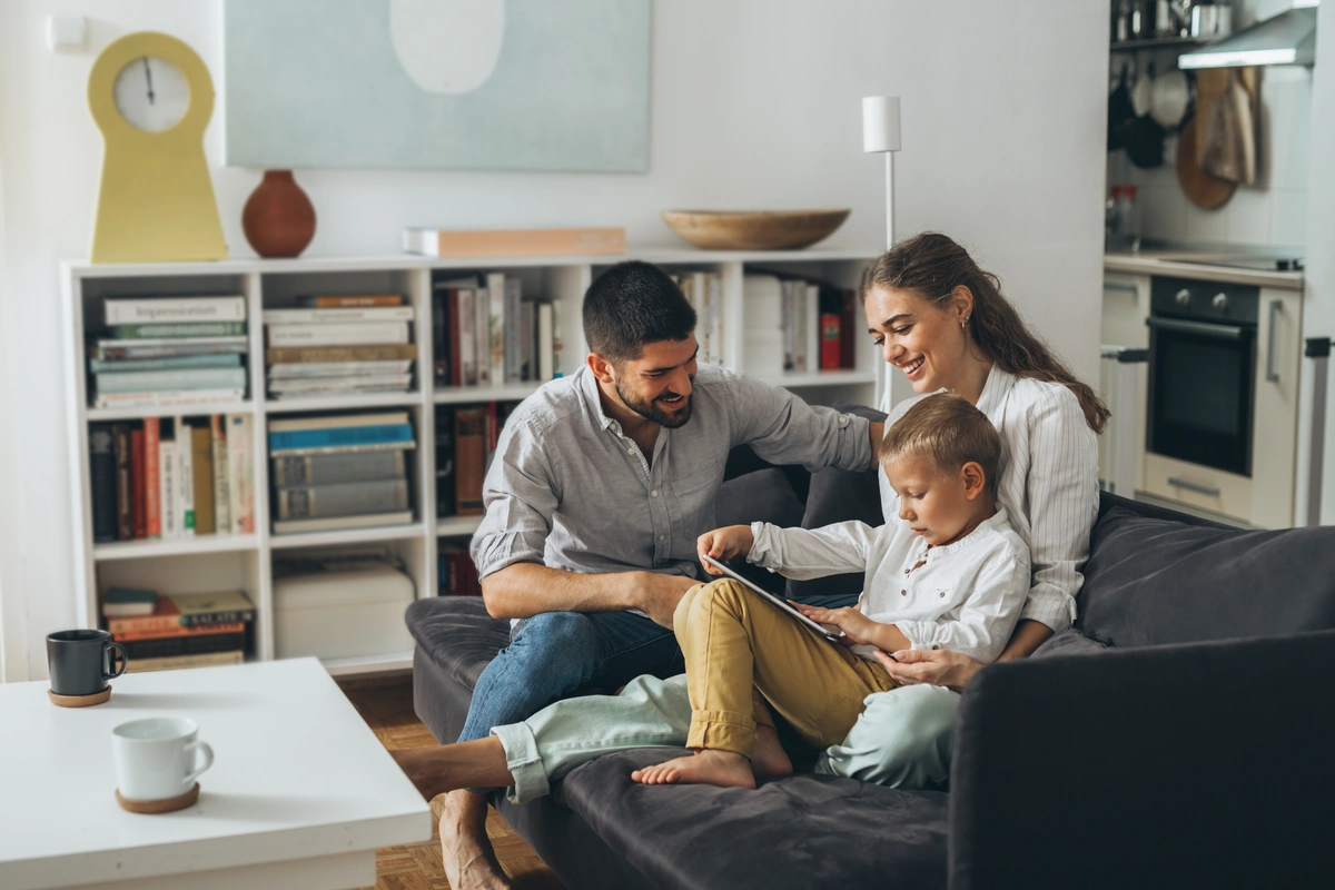young family spending time at home