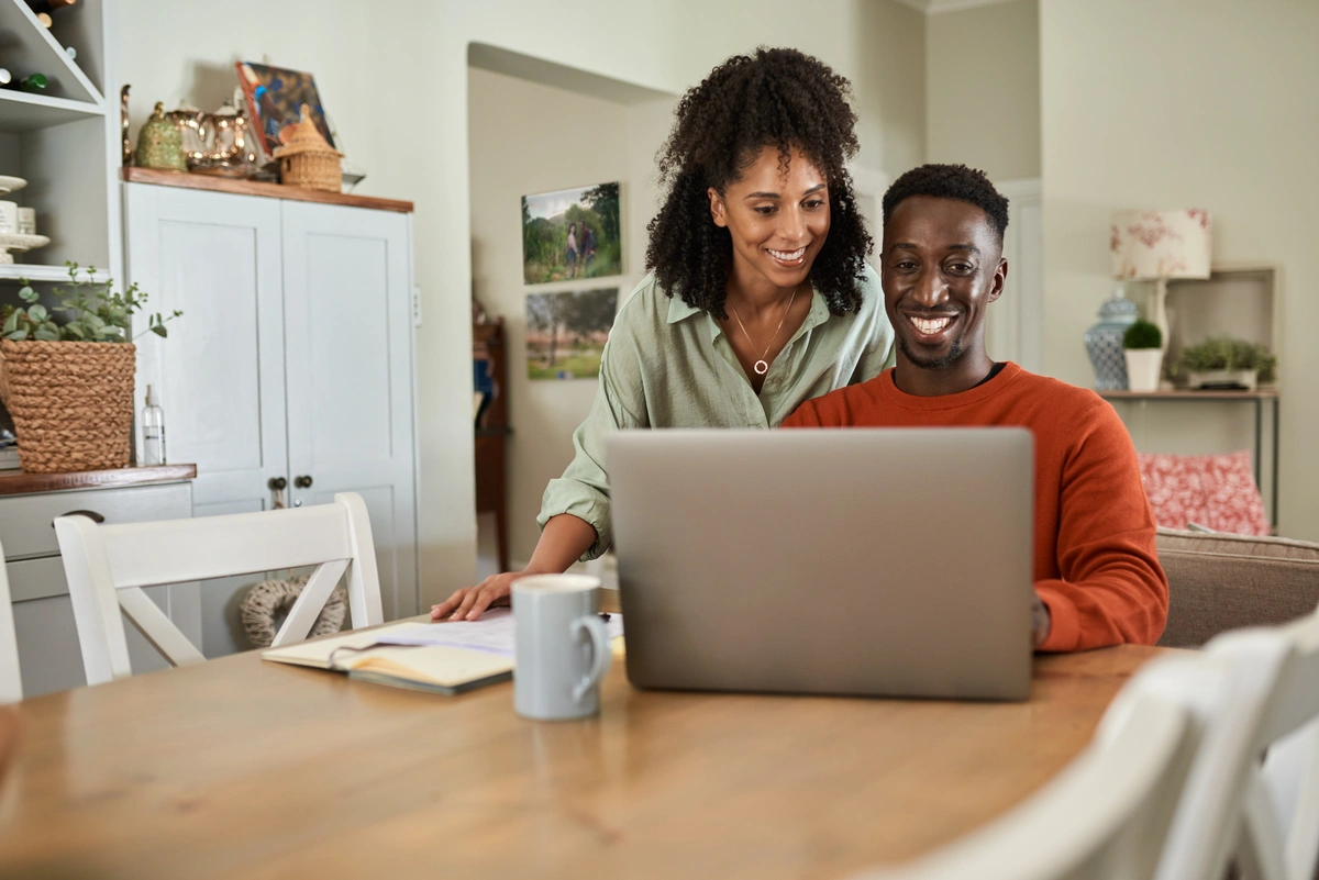 couple looking at computer