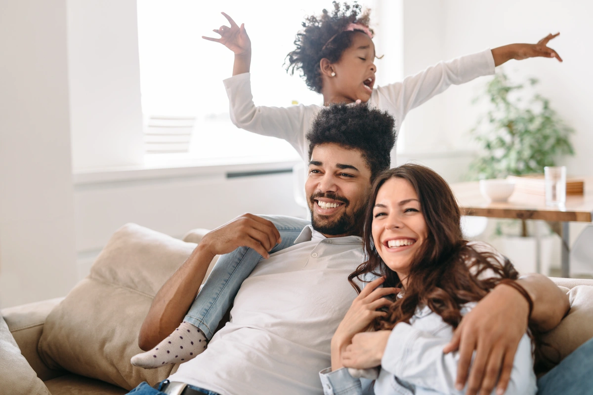 young family smiling