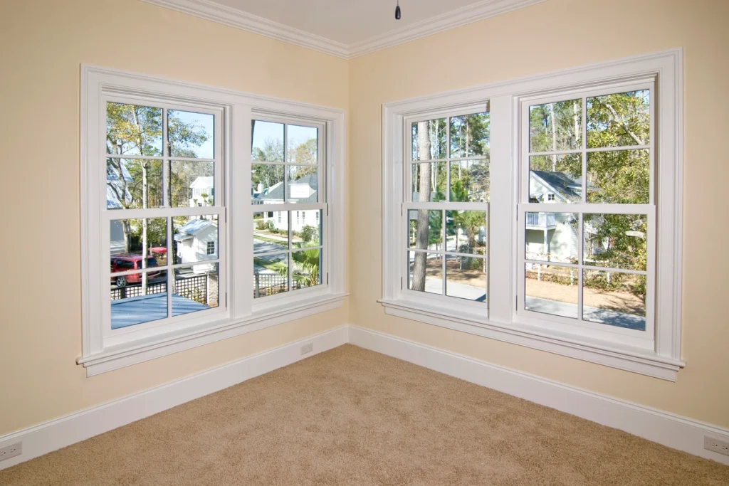 white frame new windows home