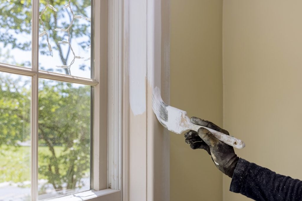 White vinyl window trim painting