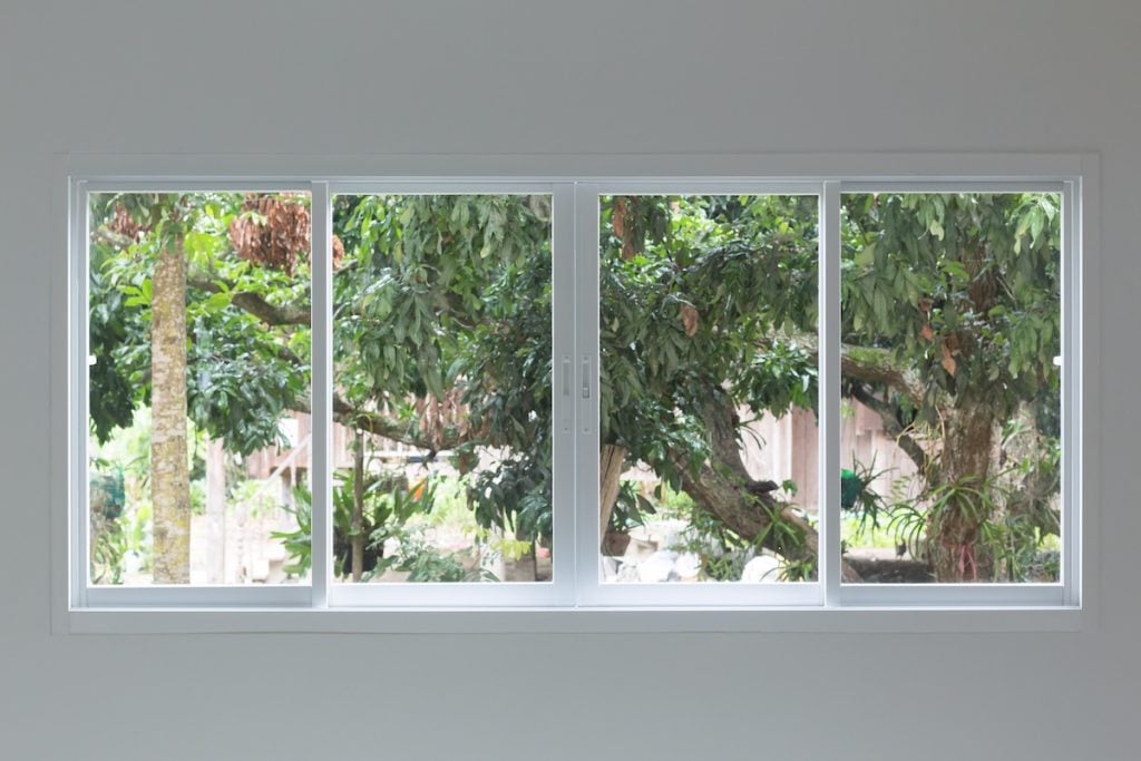 window warranty glass window sliding on white wall interior house