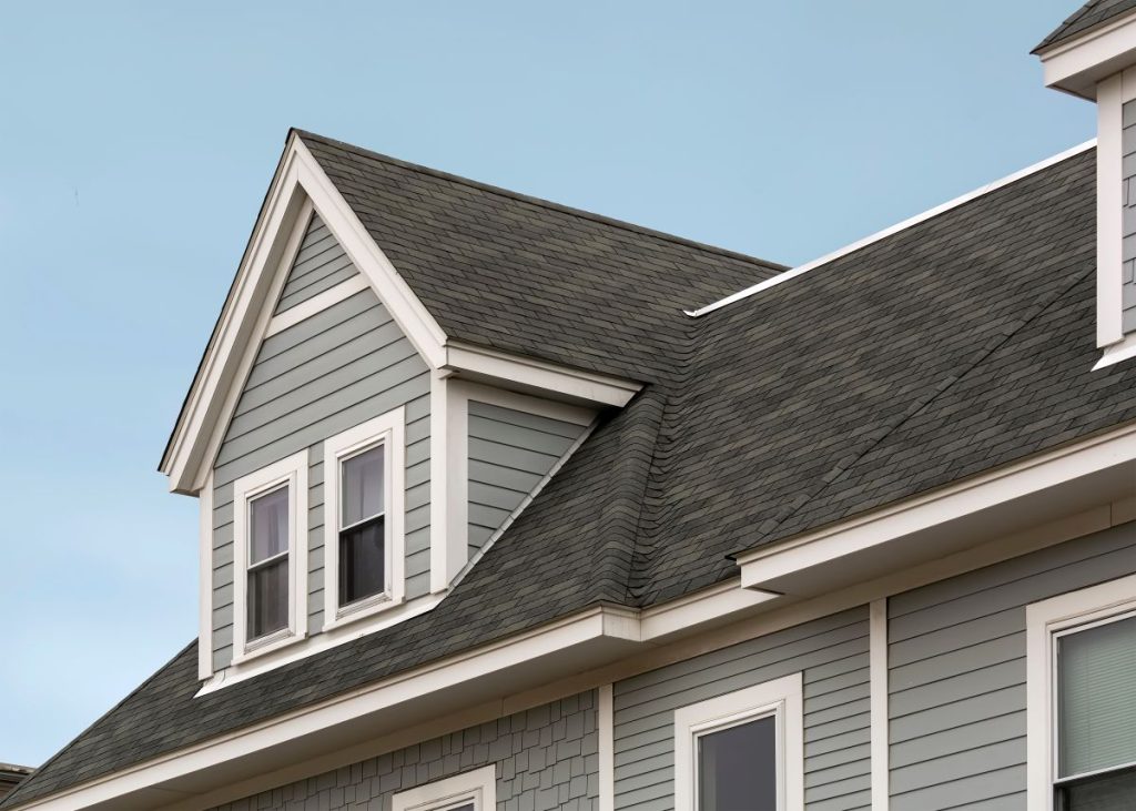 grey siding on a large house