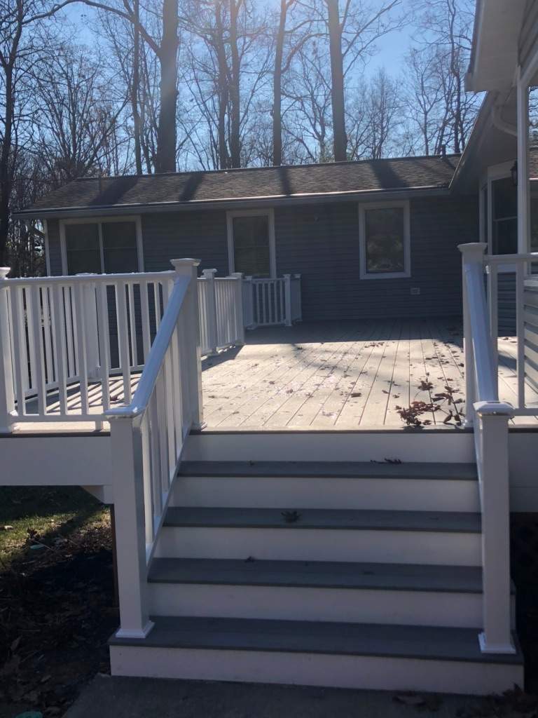 Finished composite deck built for a home in Frederick, Maryland